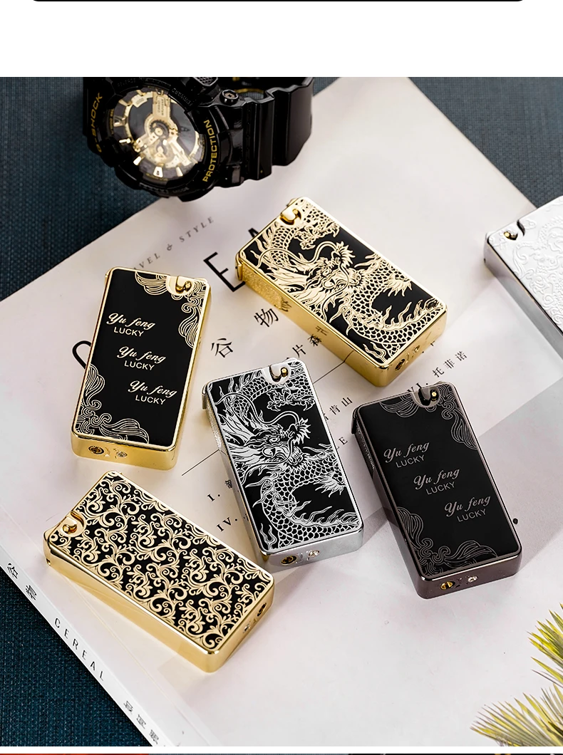db 1576 luxury gas refillable flint lighter for cigarettes zinc alloy business gifts pretty gift box-2