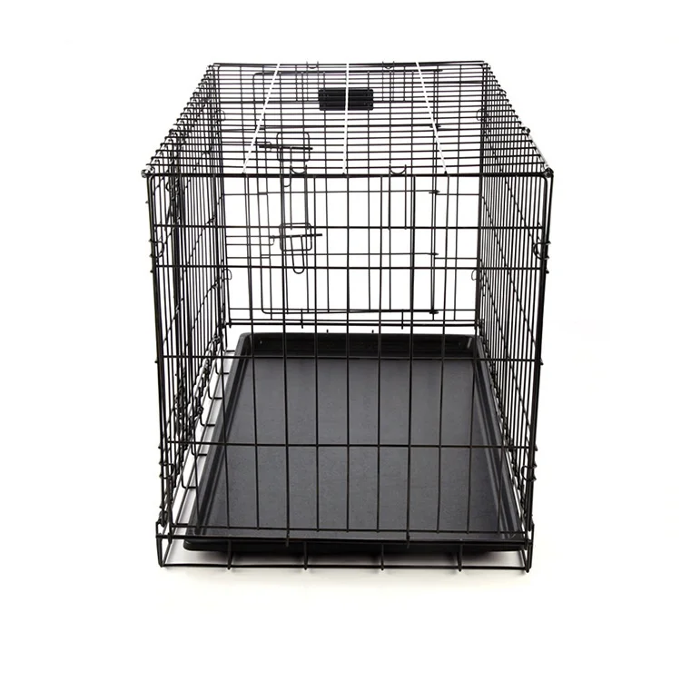 Large Size Folding Dog Cage with Encrypted Iron Wire Bold Angle Design Solid Pattern Breathable Feature