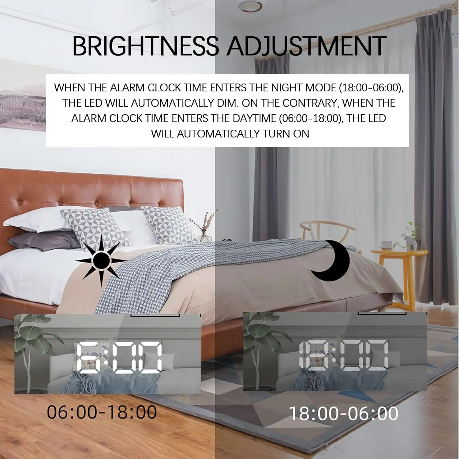 LED Multi-function Snooze Display White Time Table Alarm Digital Clock Modern Mirror Alarm Clock LED White Light Table Lamp