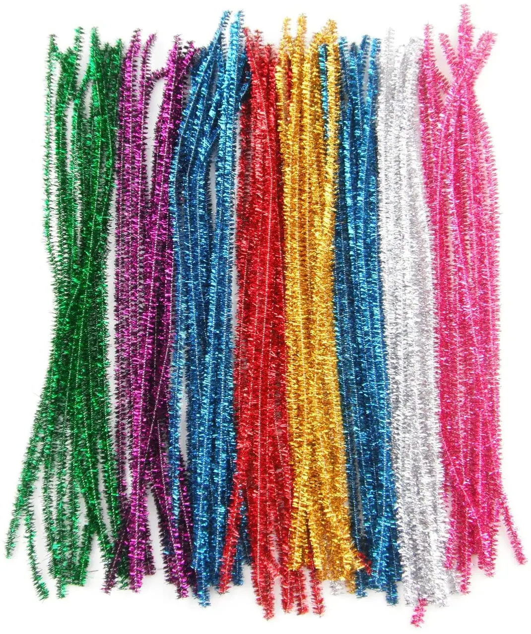 100Pcs Sparkly Pipe Cleaners Tinsel Pipe Cleaner Bulk Chenille Stems Glitter  Pipe Cleaners for Kids Craft Art DIY(6mm x 12inch, 10 Colors) 