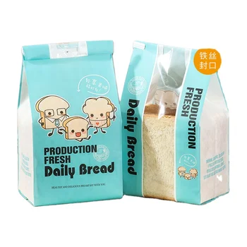 Wholesale Custom Printed Eco Friendly Brown Kraft Baking Cookie Sandwich Packaging Paper Bakery Bread Packing Bag With Window