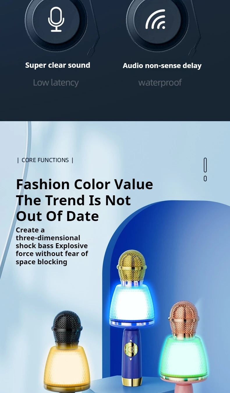 Children's Karaoke Microphone YQ008 Ultra Clear Pickup New RGB Wireless Microphone for Party Karaoke(pic3)