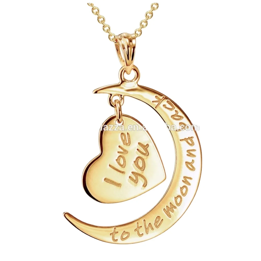 14 K Gold Plated Necklace Jewelry Wholesale I Love You To The Moon And Back Pendant Moon And Heart Pure Gold Female Jewelry Buy Pure Gold Jewelry Real Gold Jewelry 14k Gold Jewelry