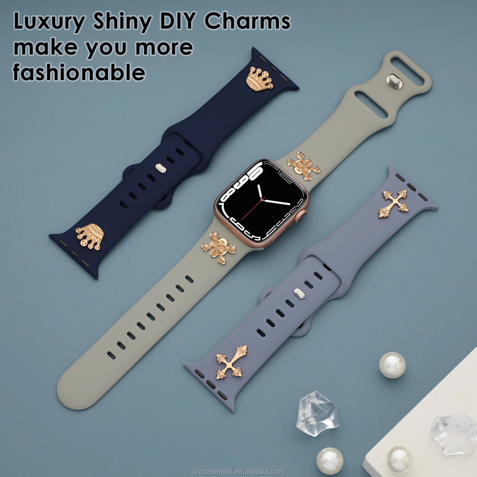 Fashion Christmas Metal Stud Apple Watch Strap Charms For Wristband ...
