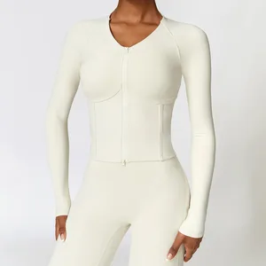 Custom Logo Plus Size Lightweight Windproof Yoga Jacket Quick-Drying Tight-Fitting Active Tops for Women Running Fitness