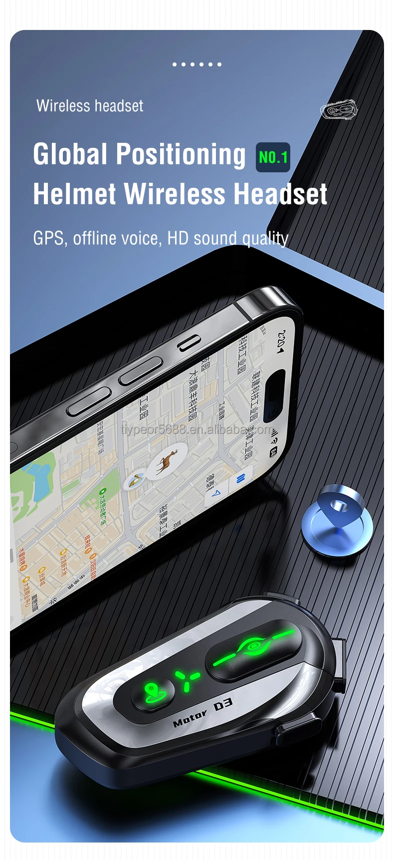 product tiypeor motorcycle helmet headset d3 with global positioning system and ai voice assistant for motorbike rider-2