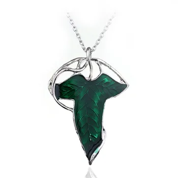 Movies Lord Of The Rings Wizard Leaves Necklace Elven Leaf Green Pendant For Men Women Simple Choker