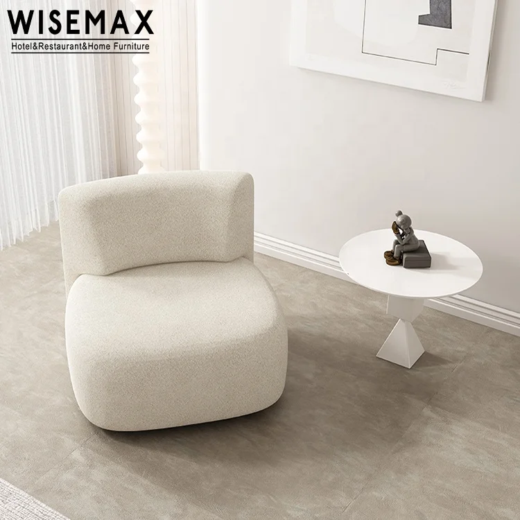 WISEMAX FURNITURE - Nordic White Lamb Wool Leisure Chair