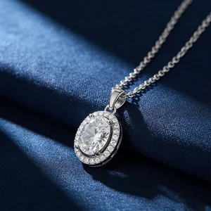 Fine Jewelry Grade D 1ct Moissanite Jewelry 925 Sterling Silver Simple Moissanite Pendant Necklace Women