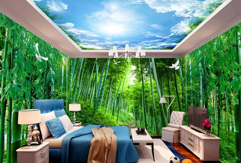 3d Bamboo Wallpaper Mural Landscape Wall Paper Wholesale Custom Natural