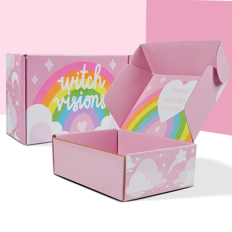 Lower Factory Price Customized Print logo pink Silver Foil Gift Packaging Corrugated Shipping Mailer Paper Box