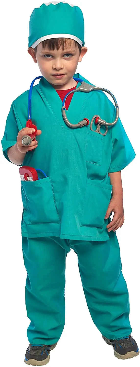 儿童医生万圣节服装为蹒跚学步的女孩和男孩外科医生擦洗套装和配件 最好的儿童医生服装 Buy 万圣节服装 Romper 男孩外科医生磨砂套装