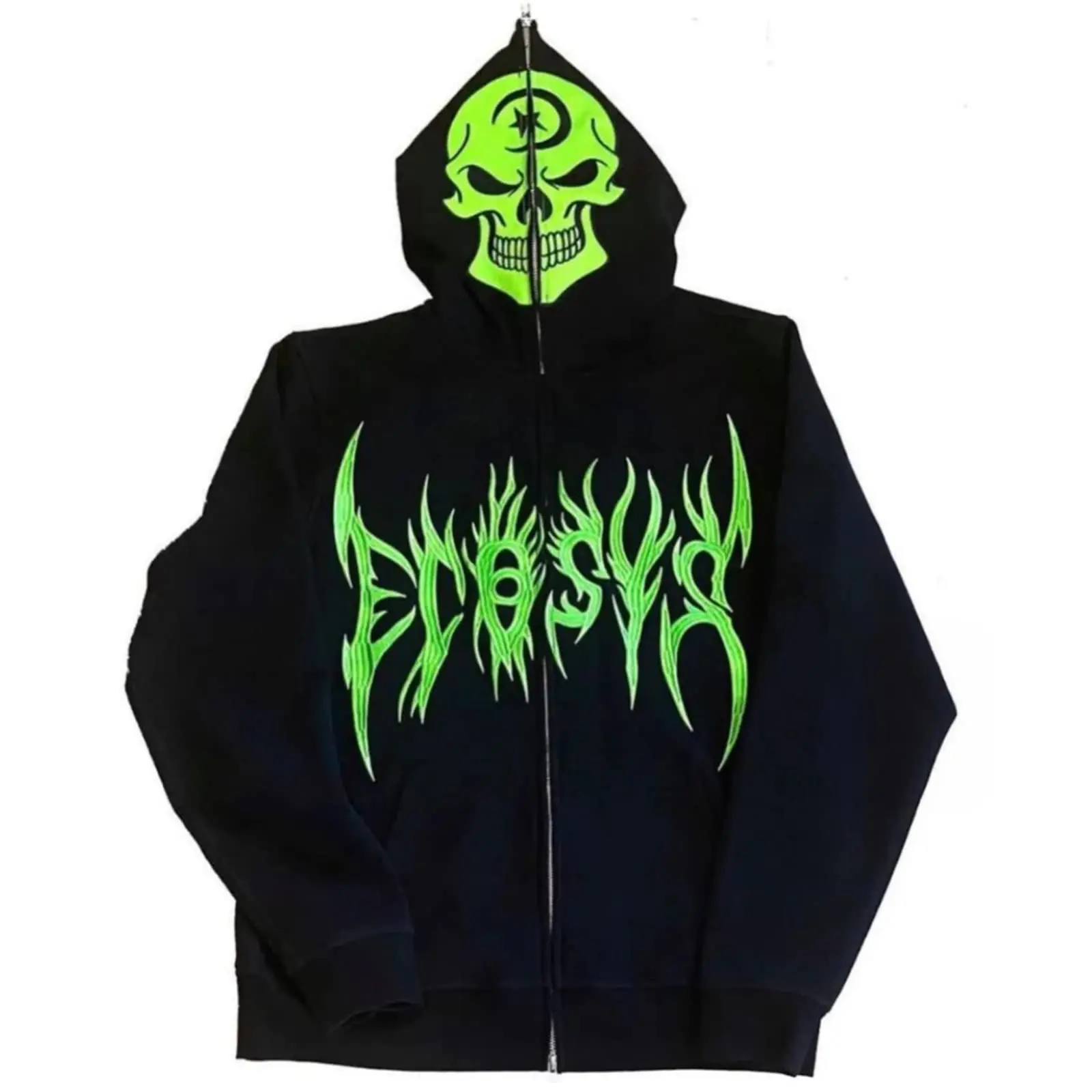 Heavyweight 100%Cotton Embroidery Hoody Custom Men Puff Print Full Face Zip up H