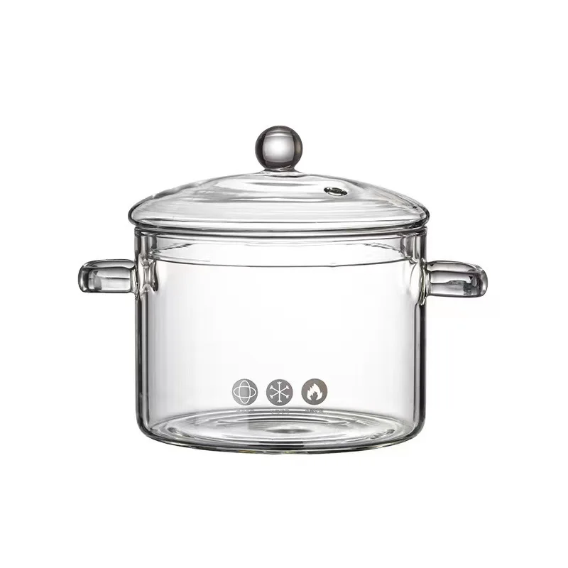 Glass Cooking Pot - 1.5l/50oz Heat-resistant Borosilicate Glass