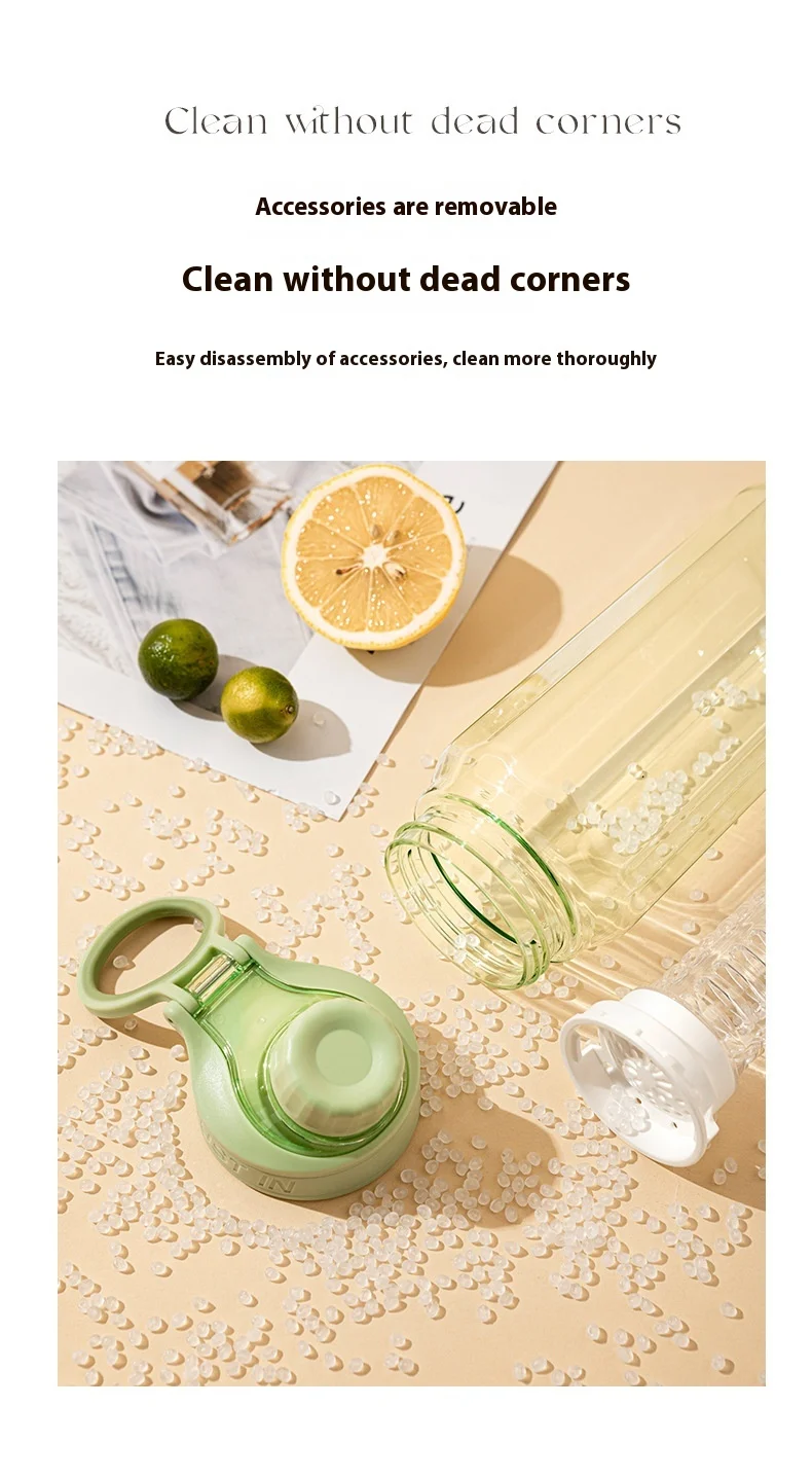 750ml Portable Clear Plastic Water Bottle with Filter for Outdoor Travel Gym Sports Cycling Camping