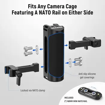 NEEWER Universal Aluminum NATO Side Handle Grip with up and Down Adjustable NATO Clamp Camera Handgrip detail image