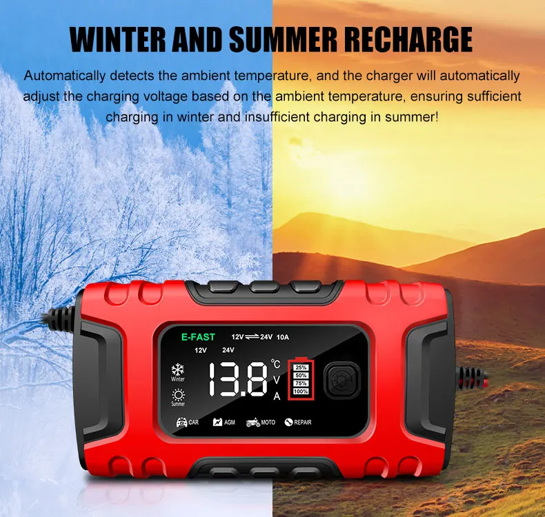 Universal Charger 12v 24v 7 Stage Lead Acid Battery Charger Automatic