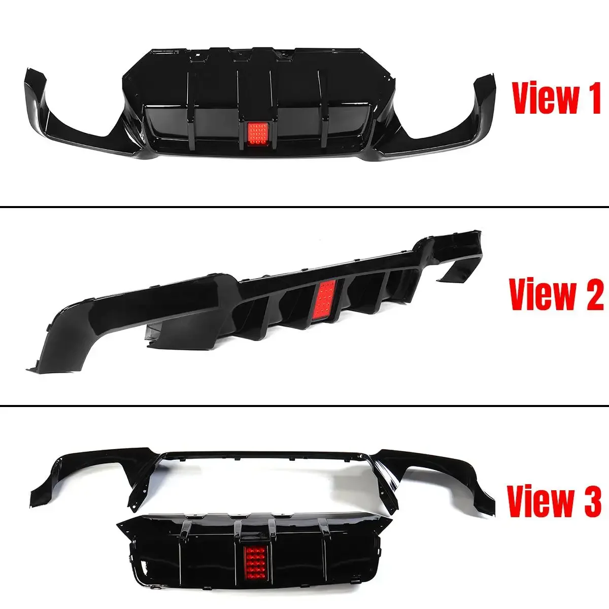 F10 Car Rear Bumper Diffuser Lip W/ Led Brake Light for BMW F10 528i ...
