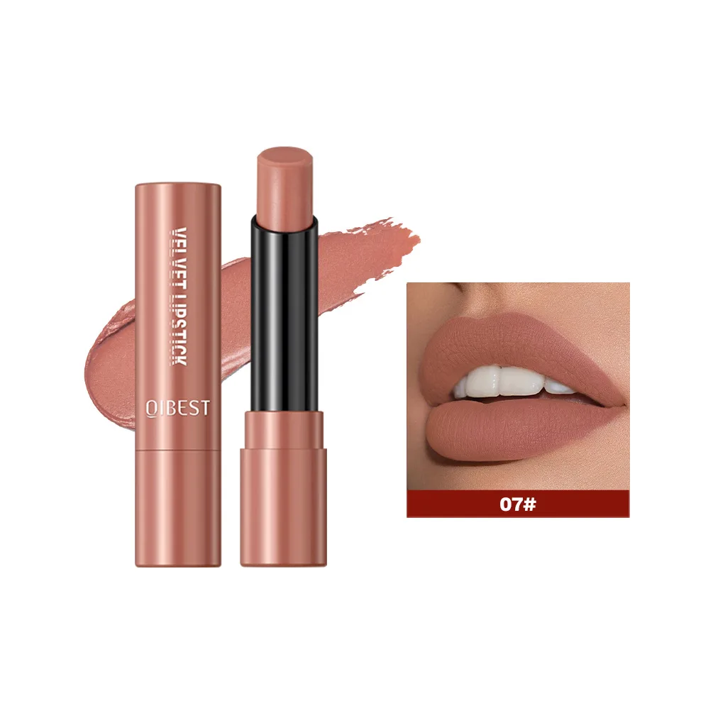 QIBEST 10 Color Matte Lipstick Makeup Waterproof Long Lasting Lip Stick Red Pink Lip Tint Velvet Lipsticks Women Cosmetics