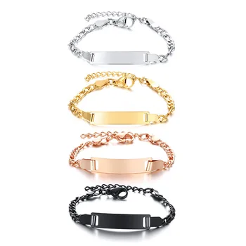 RFJEWEL 2024 Hot Classic Simple Chain Children Blank Bending Card Personalized Stainless steel Bracelet