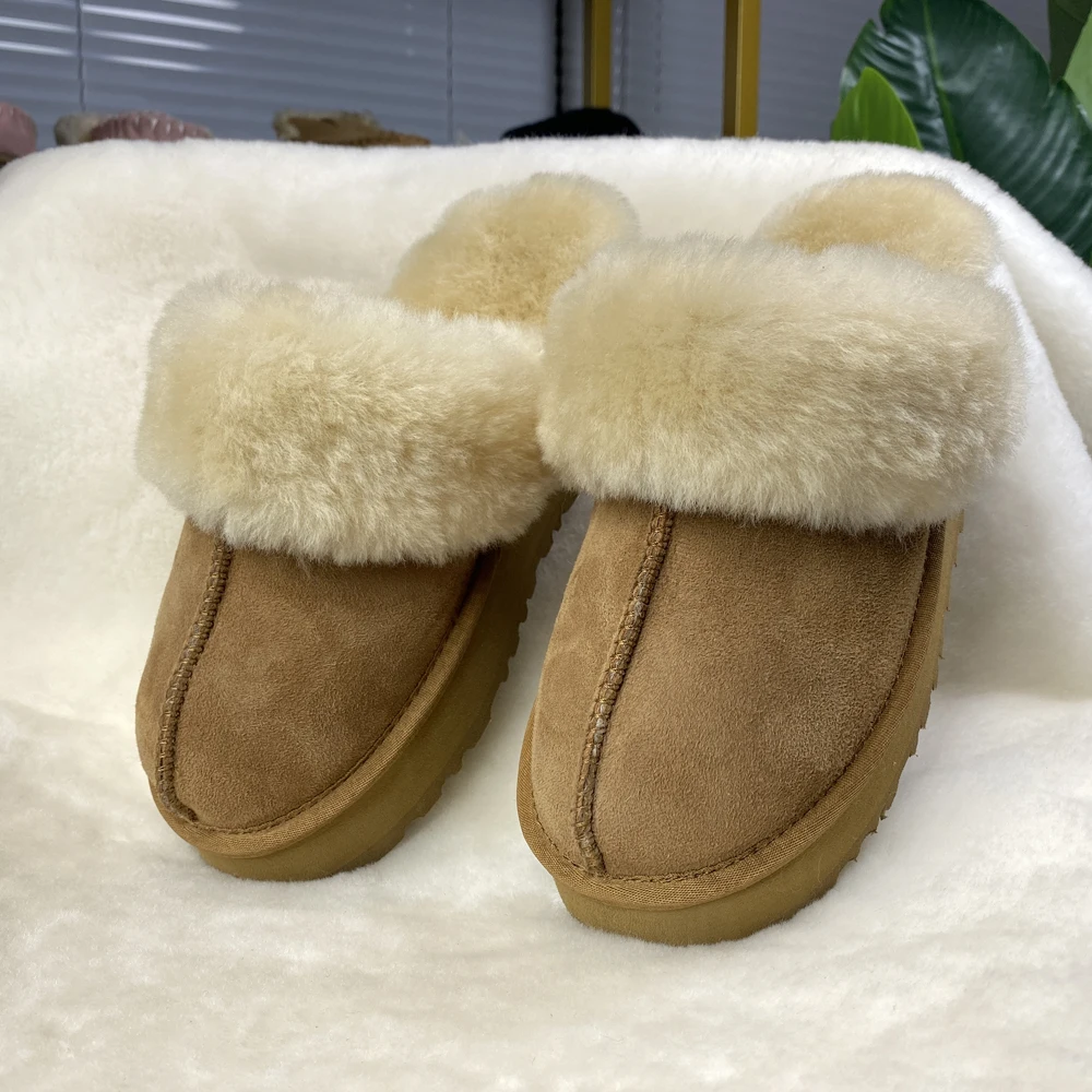 2023 New Winter Furry Slippers Size 43 Fashion Design Ugh Real Leather ...