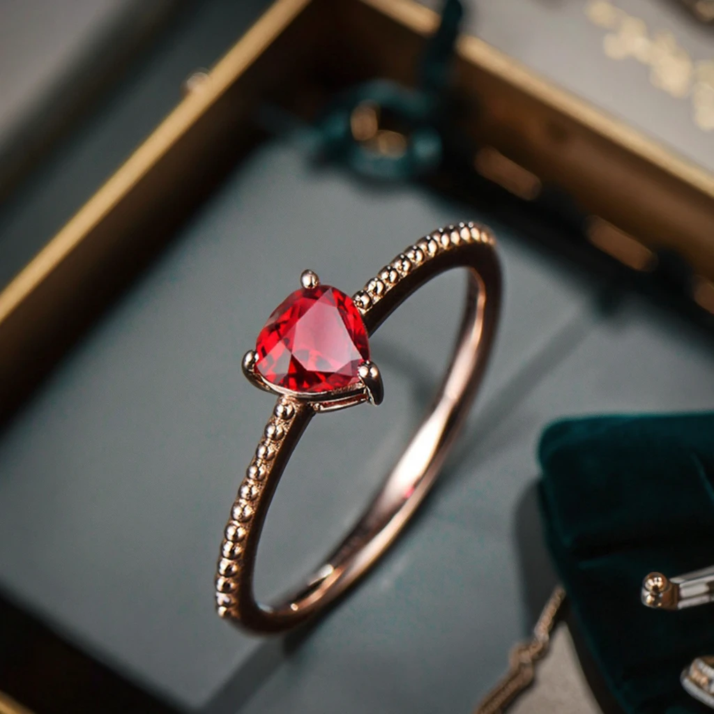SGARIT Factory Wholesale Red Ruby Ring 18k Gold Jewelry Brand Trendy Natural Gemstone Engagement Wedding Ring Rose Yellow Gold