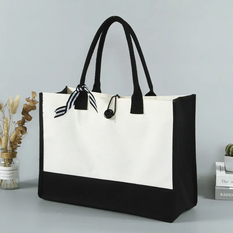 Women's Canvas Tote Shoulder Bag with Hasps Closure Portable Design Custom Logo Option Reusable Shopping Bag for Daily Use Gift - Image 6