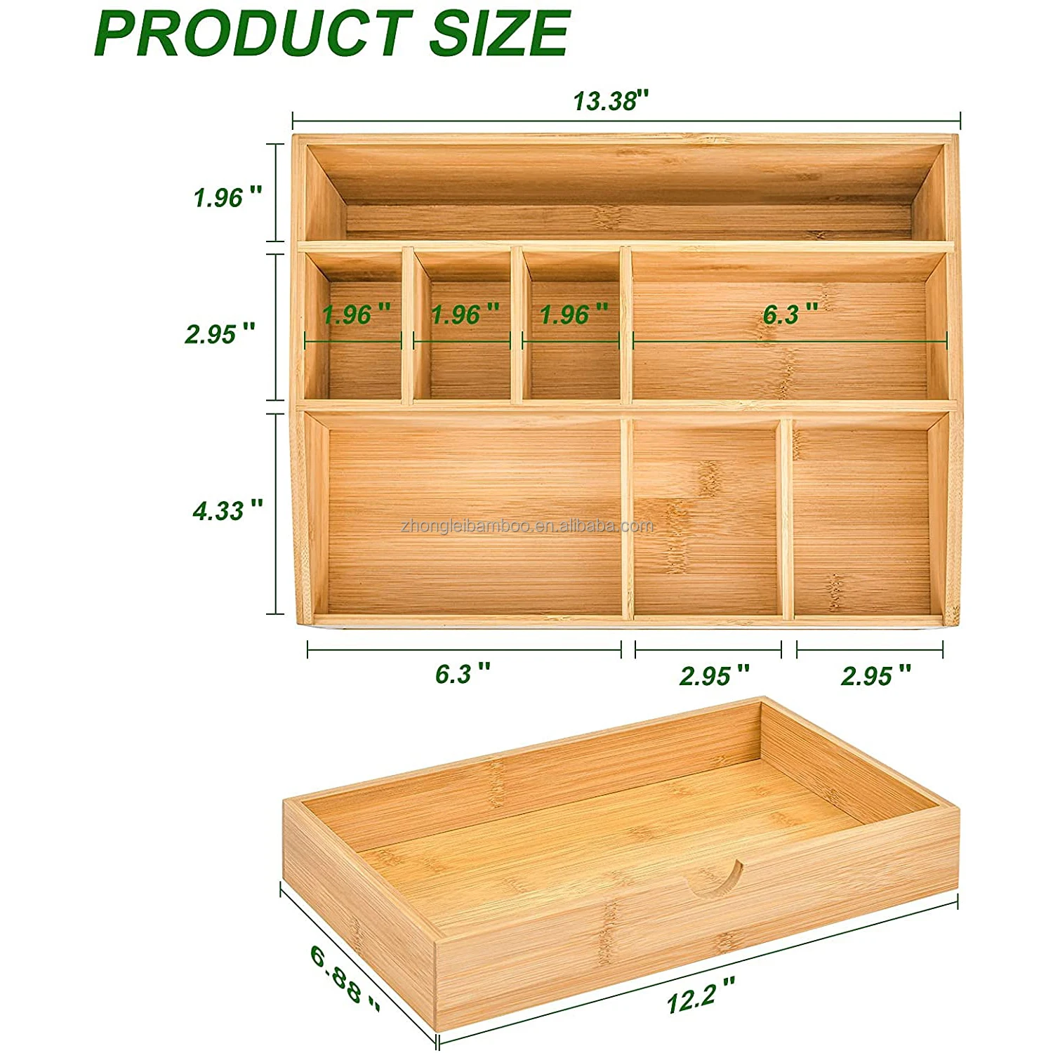 Multifunctional Bamboo Wood Desk Organizer With Drawer Desktop File ...