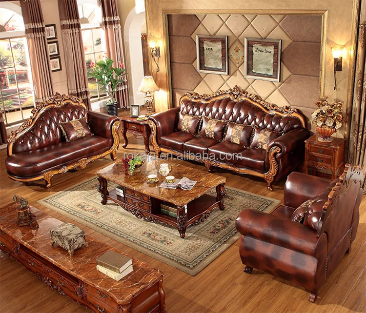 Antique Solid Wooden Sofa Set 7 Seater Luxury Lounge Sofa Classic Arab Middle East European