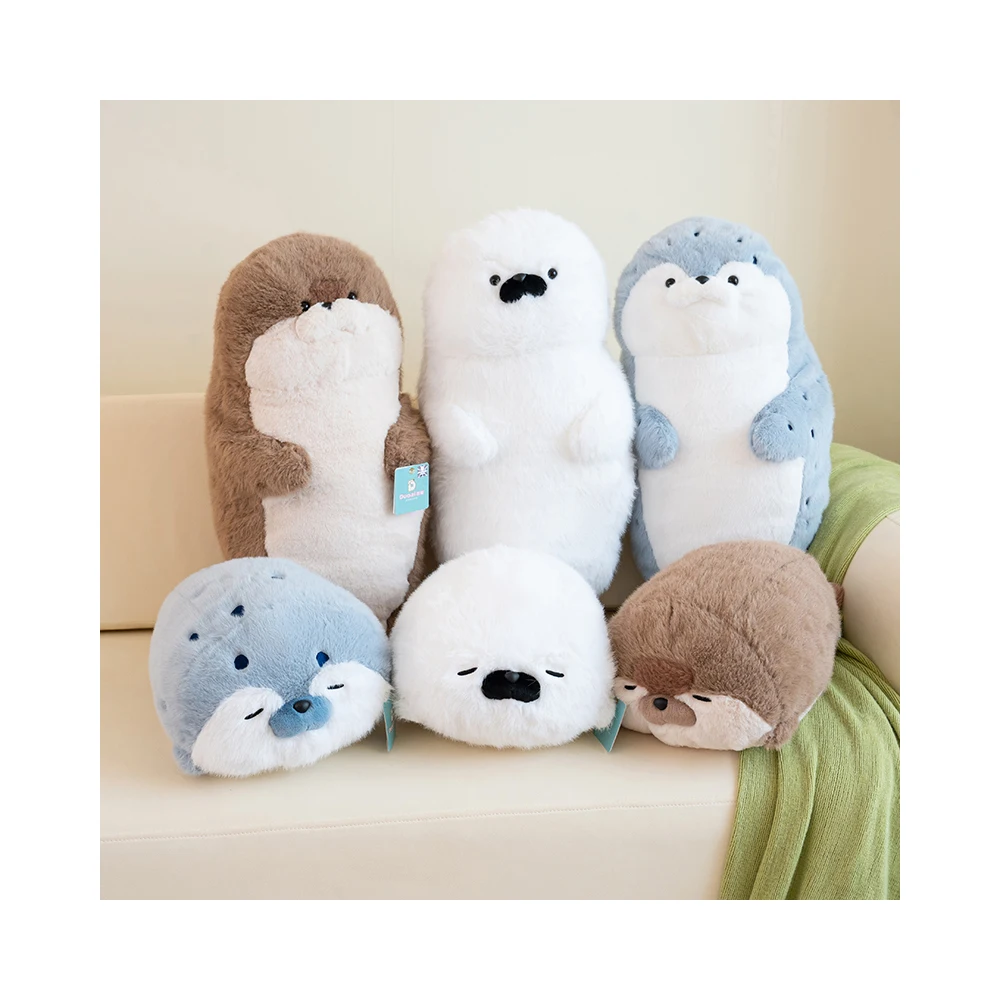 Wholesale Custom Plush Blue White Sea Otter Seal Clapping Stuffed Animals Toys Baby Sleeping for Kids