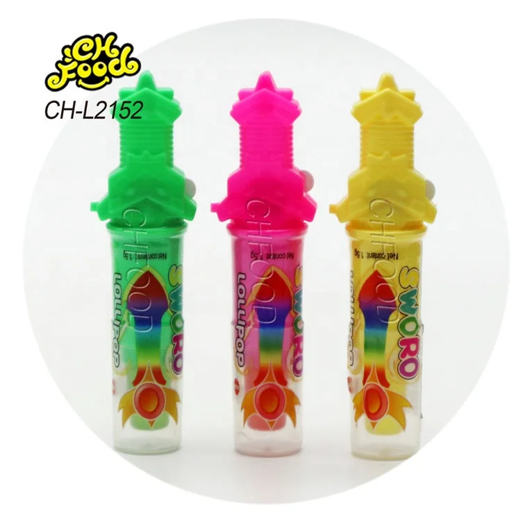 OEM Electric Light Toy Plastic Chinese Weapons with Fruit Flavor Hard Candy Lollipop Wholesale Candy Toy for Boy
