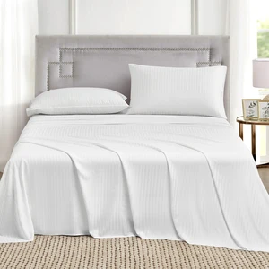 Oeko-Tex Certified 300tc Hotel Collections Bed Sheet Set 100% Bamboo Fabric White Viscose Bedding