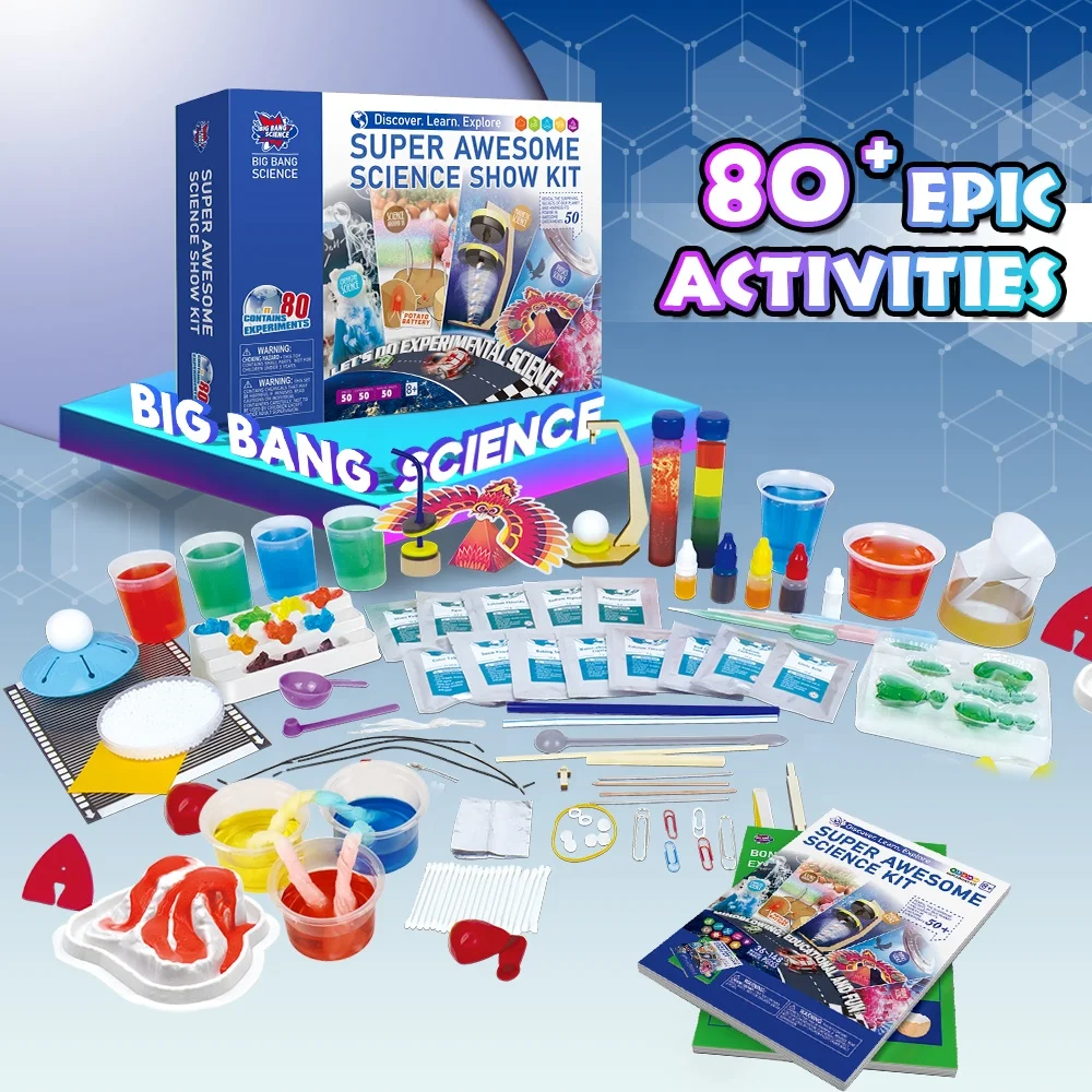 Kids Science Experiment Kit with 80 Magic Scientific Experiments Education Lab Toy Gift for Boys and Girls