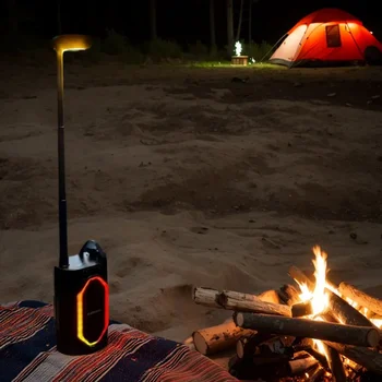 LED Camping Light with Bluetooth 5.4 Speaker Dual Channel Diaphragm with  Extendable Rod for Hunting Camping Hiking
