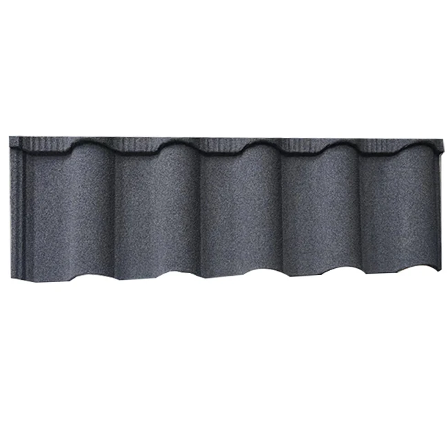 Charcoal Gray Color Deep Roman Stone Coated Metal Roof Tiles for Holiday Estate Building Roof