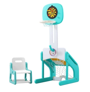7 in 1 Functions Kids Lifting Multifunction Plastic Movable Basketball Stand with Blocks and Drawing Board for Sales