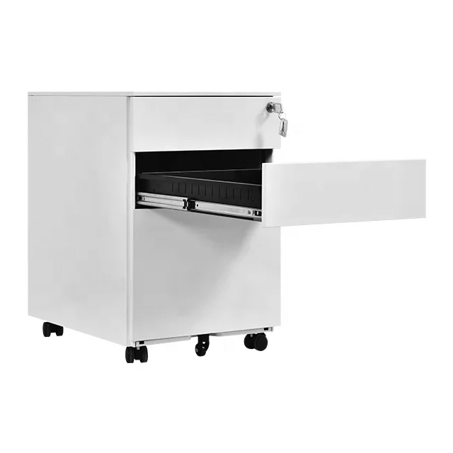 Office Storage A4 and FC File Folder Mobile Pedestal 3 Drawer Metal Cabinet