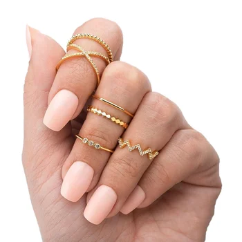 Sindlan Wholesale European&American Fashion Classic Cross Diamond Finger Jewelry Retro Rhinestone Rings