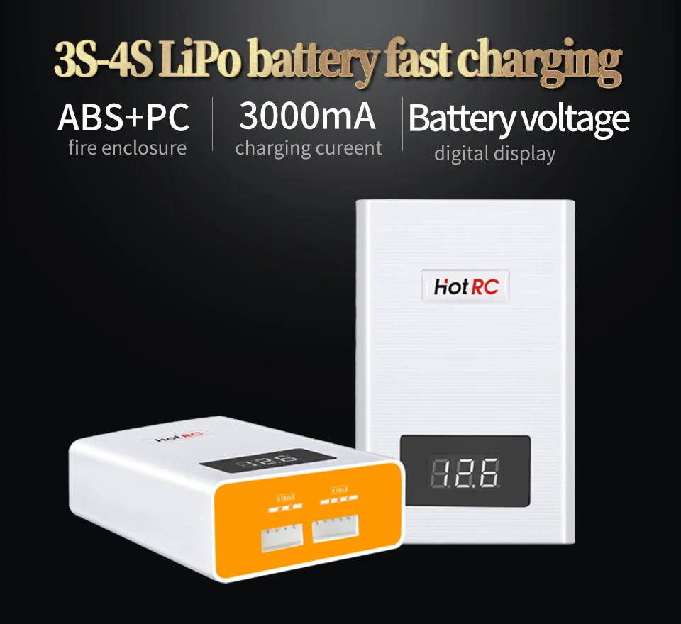 Hotrc A400 Smart LiPo Battery Balance Charger With LED Screen Smart Fast Charger For 3s-4s Lipo
