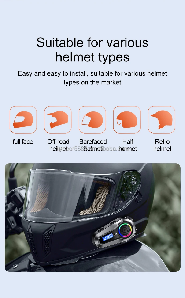 product tiypeor high quality cycling helmet headphones waterproof wireless 40mm diameter high quality speaker motorcycle intercom-9