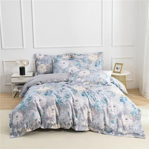 4Pcs Duvet Quilt Cover Set Peony Customized Fabric Cotton Fitted Bed Sheet Digital Printed Floral Design Bedding Sets