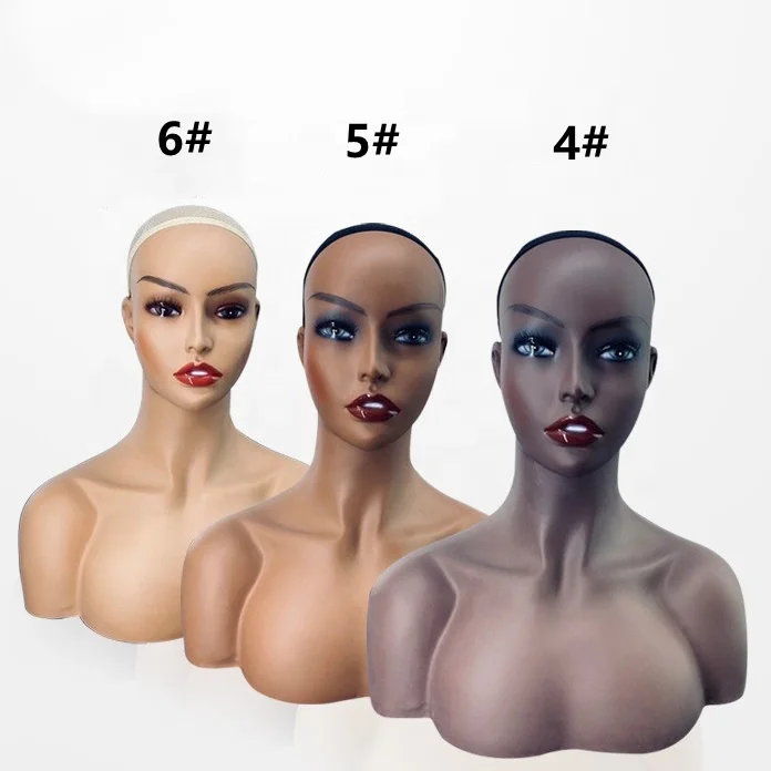 PVC Customize Makeup Female Mannequin Wig Display Mannequin Heads with Shoulders