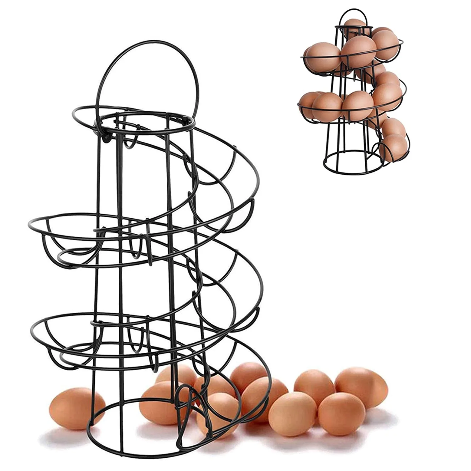 Egg Skelter Deluxe Modern Spiraling Dispenser Rack, Black