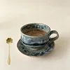 Glaze corner-cup and saucer [with spoon]]