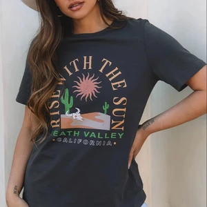 High Quality Western Cowboy Casual Letter Pattern Printed Oversized Crew Neck Women's T-Shirts Eco-Friendly Knitted Loose Summer