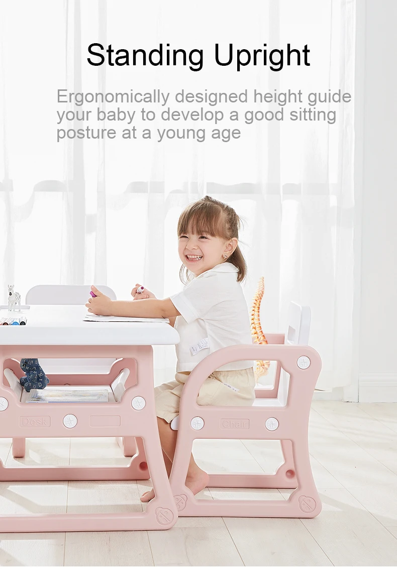 Modern Adjustable Comfortable Pe Baby Chair Table Children Plastic