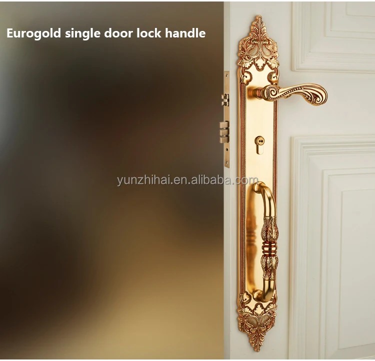 YZH Factory Price Classical Style All Copper Handle Lock for Double Wooden Main Door