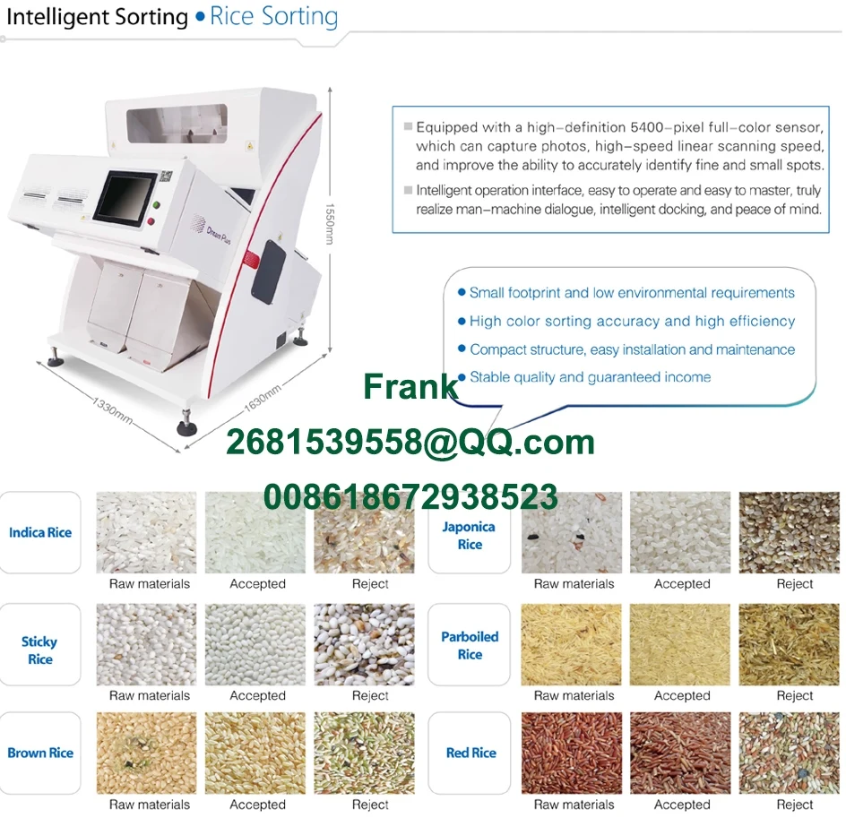 8-Chute Electronic Color Sorting Machine Mini Rice Milling and Shape ...