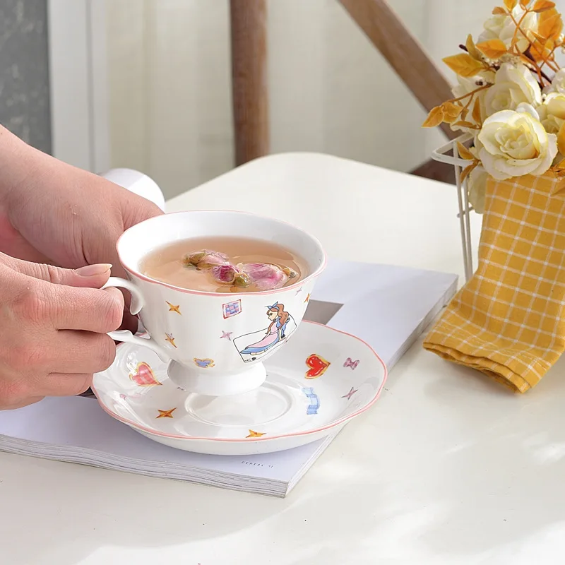 product alice rabbit ceramic coffee cup and saucer set high quality afternoon tea gift birthday souvenir cartoon design-7