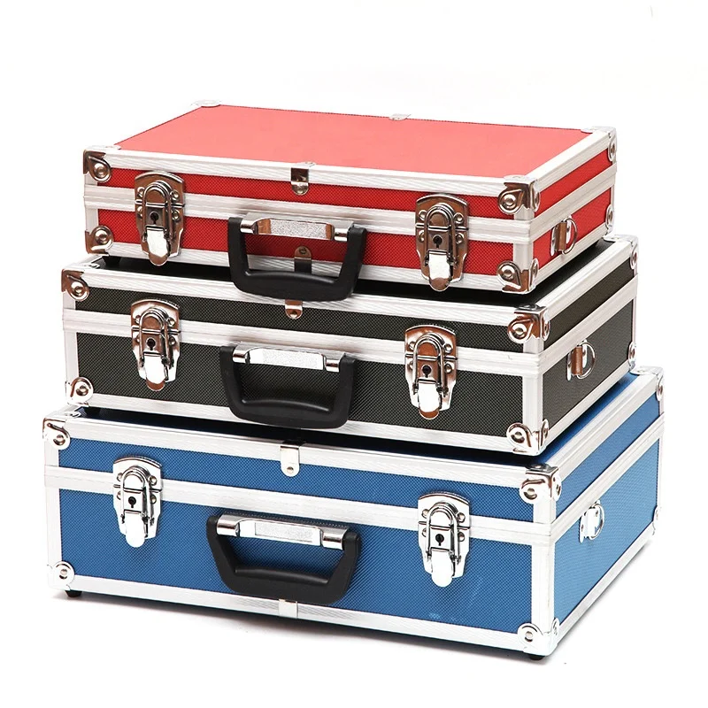 Customize Red Shell Aluminium Case Briefcases with Foam Inserts Black Interior Two Locks
